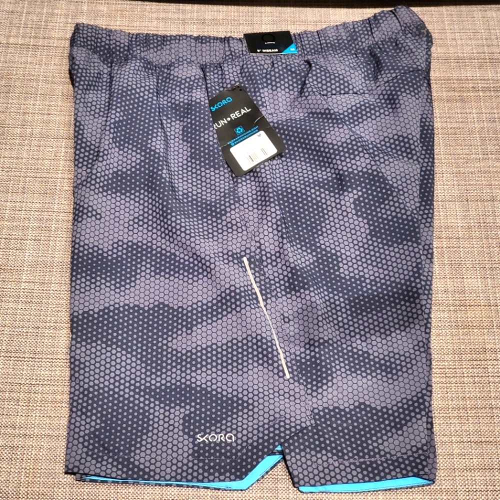 SKORA Men's Athletic Running Shorts w/ Liner; Size M (9"); Reflectors & Pockets